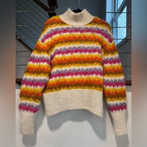 Zara Multicolor Striped chunky mockneck Sweater small
